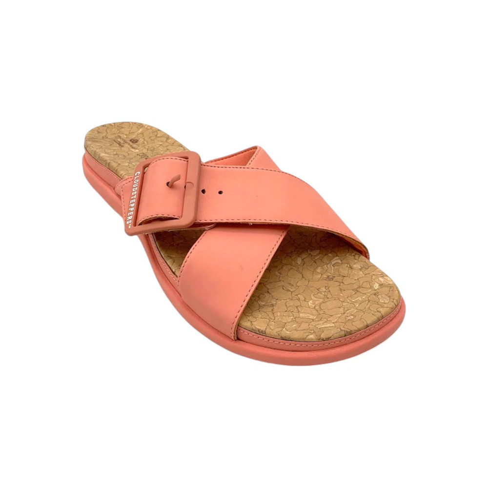 Cloudsteppers By Clarks Slide Sandals Step June Shell Coral - Medium